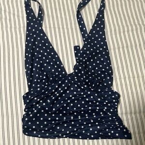 Navy Polka Dot Halter Top